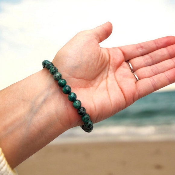 6 mm Jasper , Hematite Cross charm bracelet - Picture 4 of 4